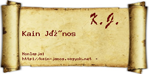 Kain János névjegykártya